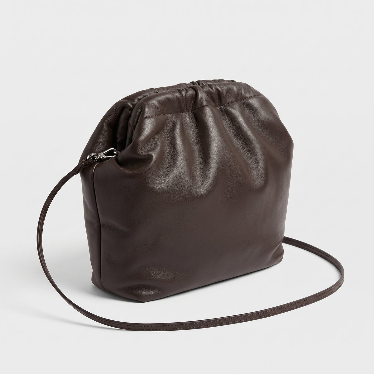 Soft Leather Drawstring Pouch Bag