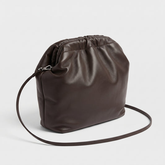 Soft Leather Drawstring Pouch Bag