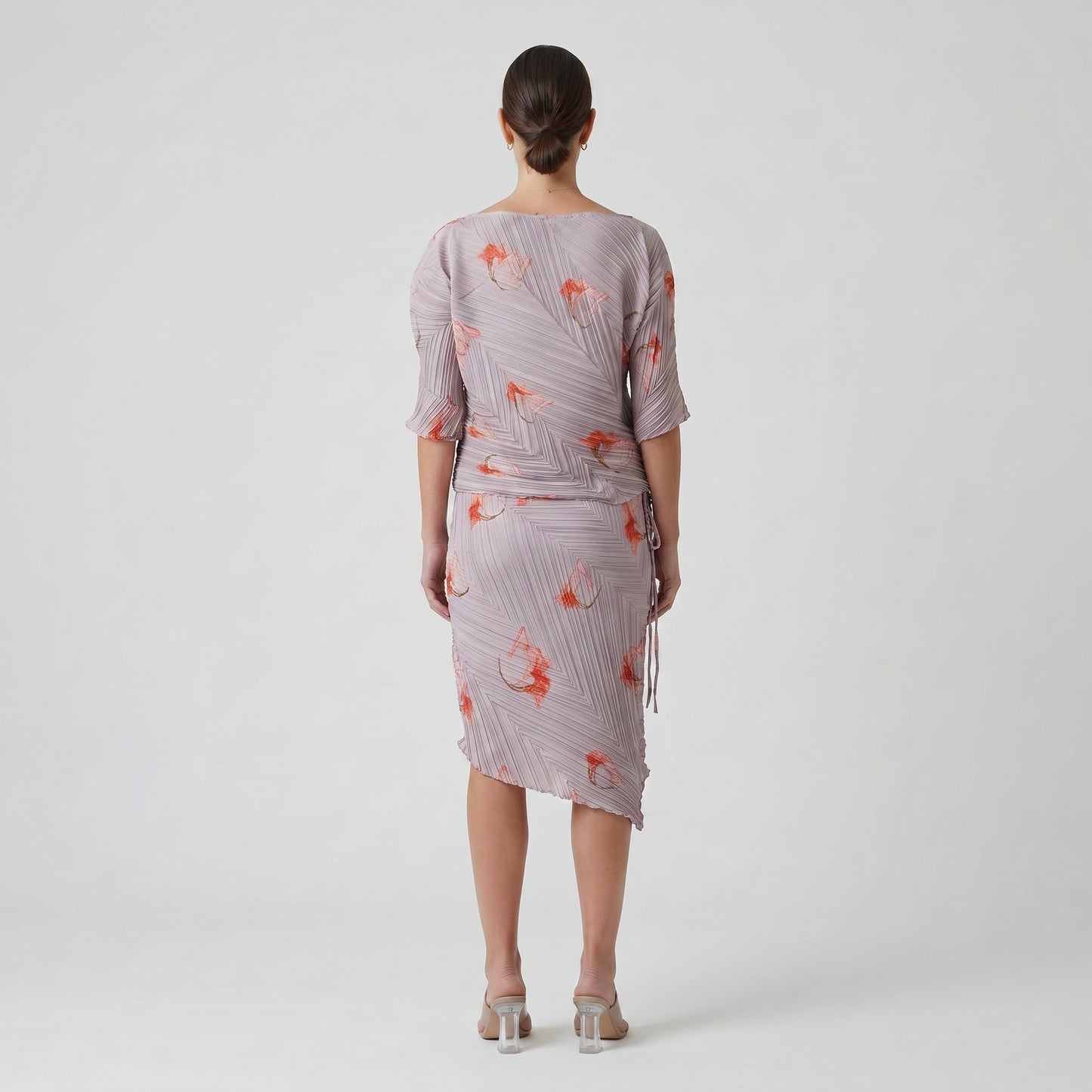 Floral Plissé Boatneck Top