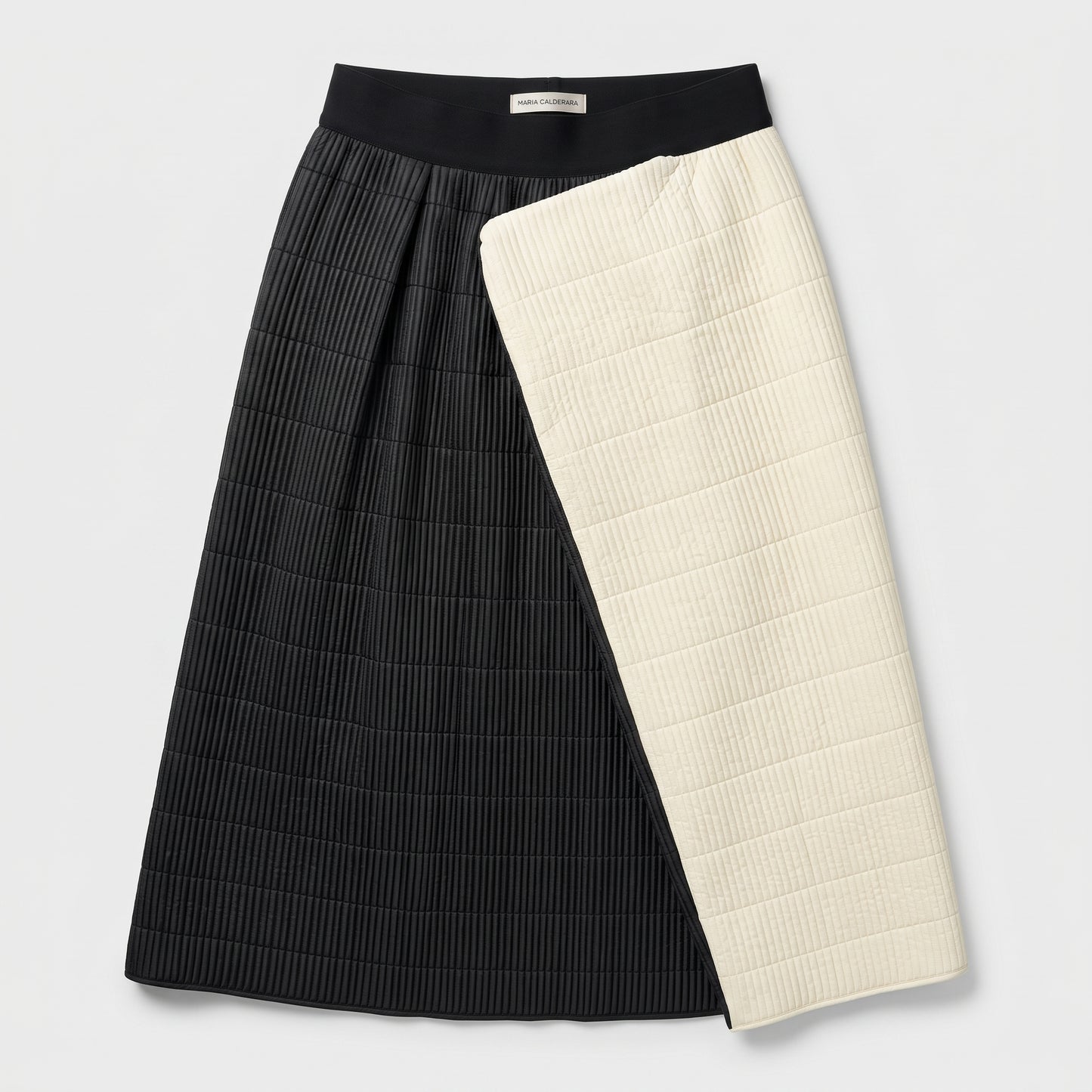Two-Tone Quilted Midi Skirt