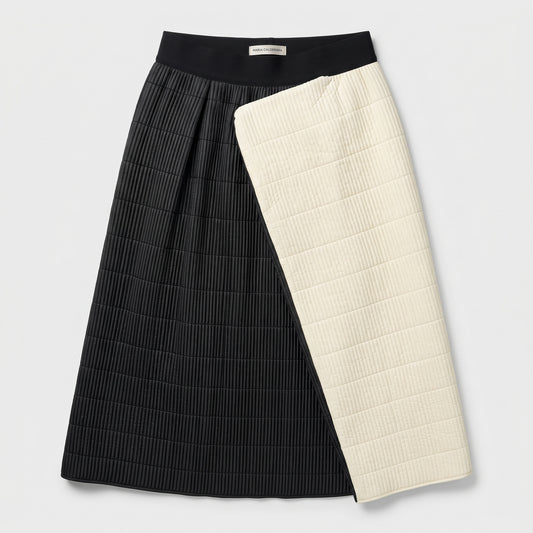 Two-Tone Quilted Midi Skirt