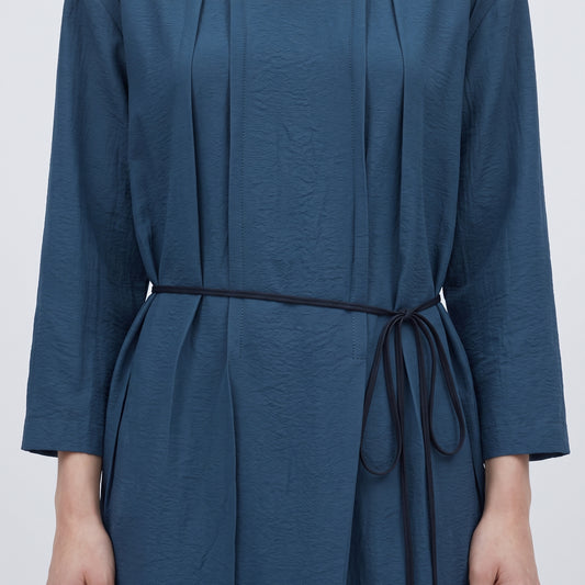 Textured Blue Wrap Midi Dress