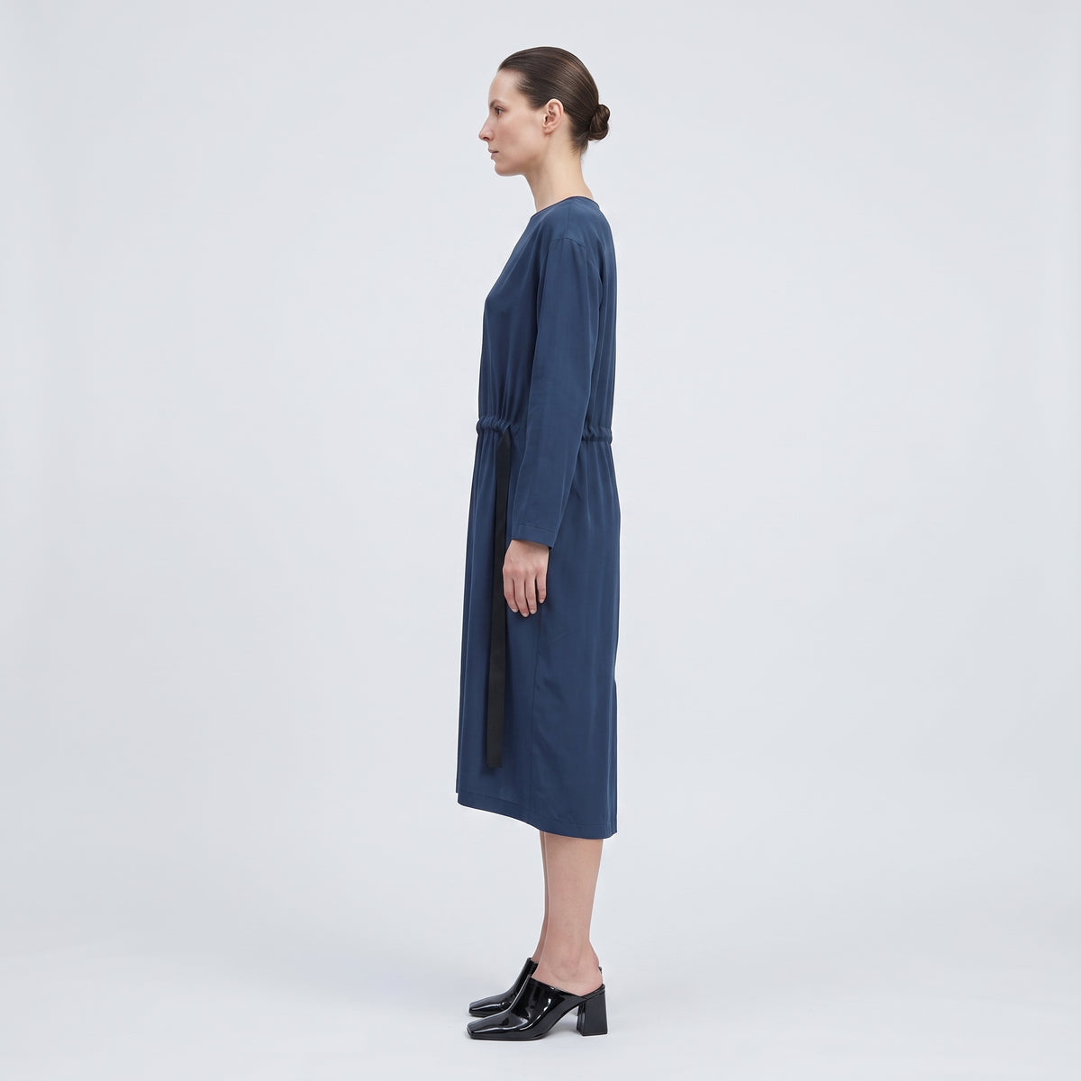 Minimalist Drawstring Midi Dress