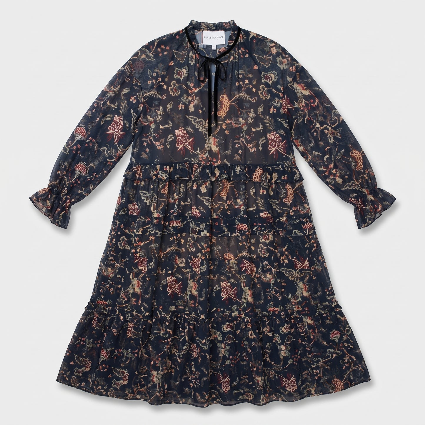 Floral Print Tiered Midi Dress