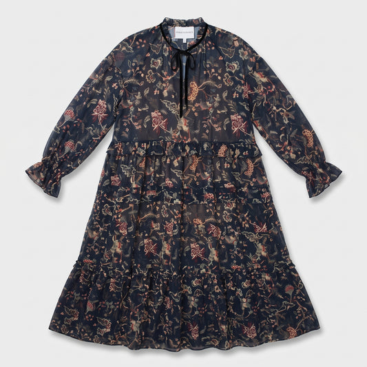 Floral Print Tiered Midi Dress