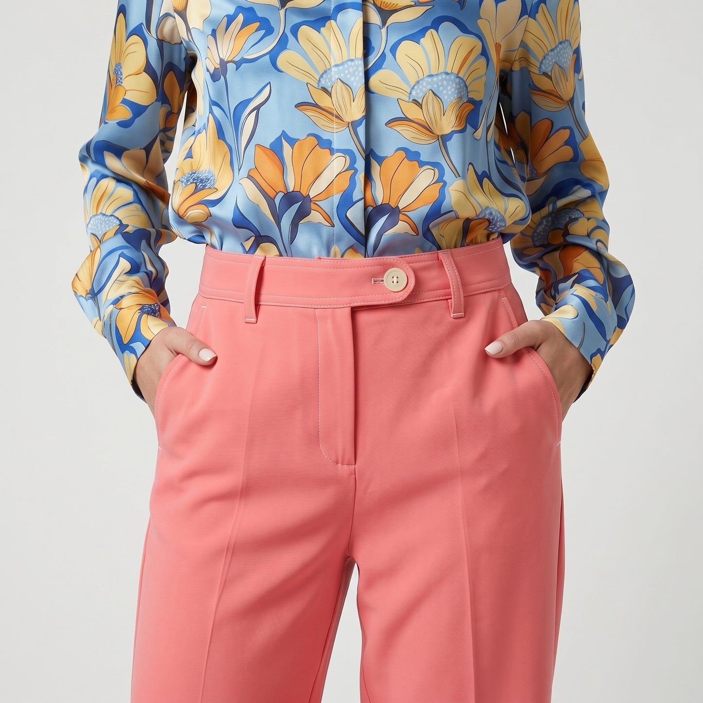 Tailored Coral Pink Cuffed Trousers