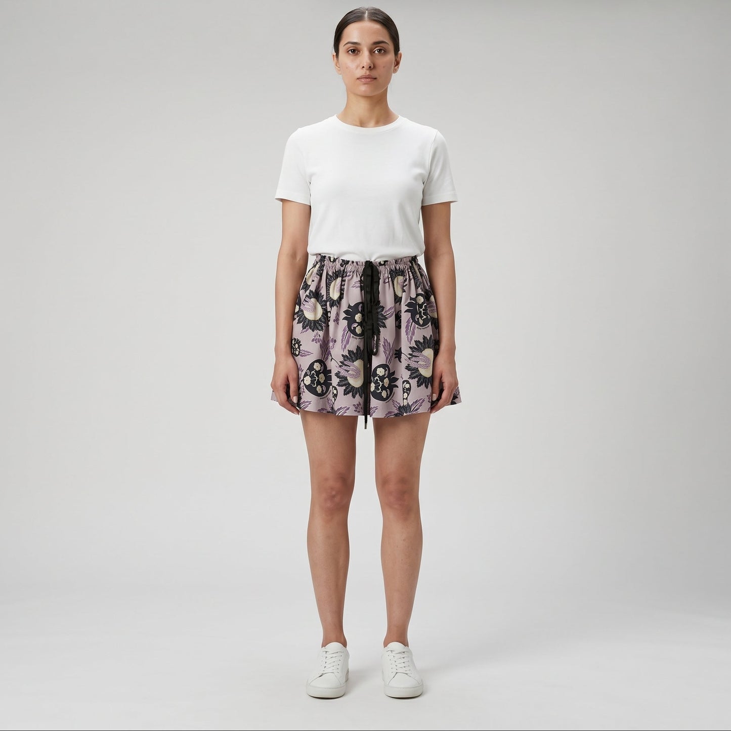 Floral Print Elastic Drawstring Shorts