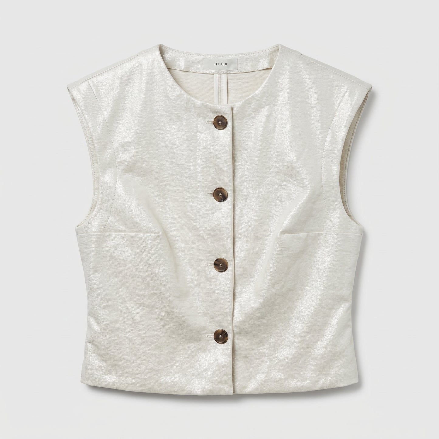 Structured Metallic White Vest