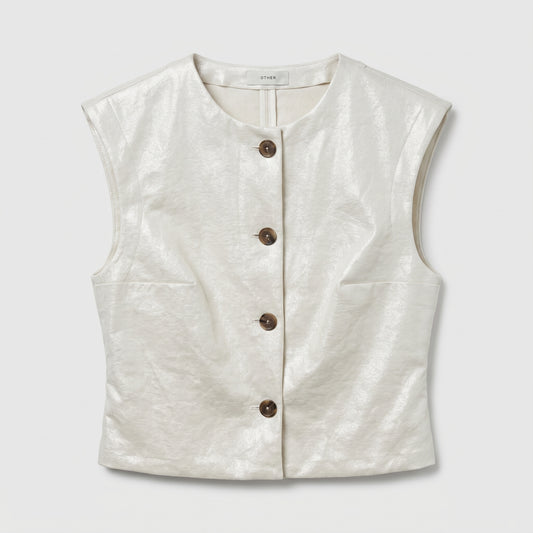 Structured Metallic White Vest