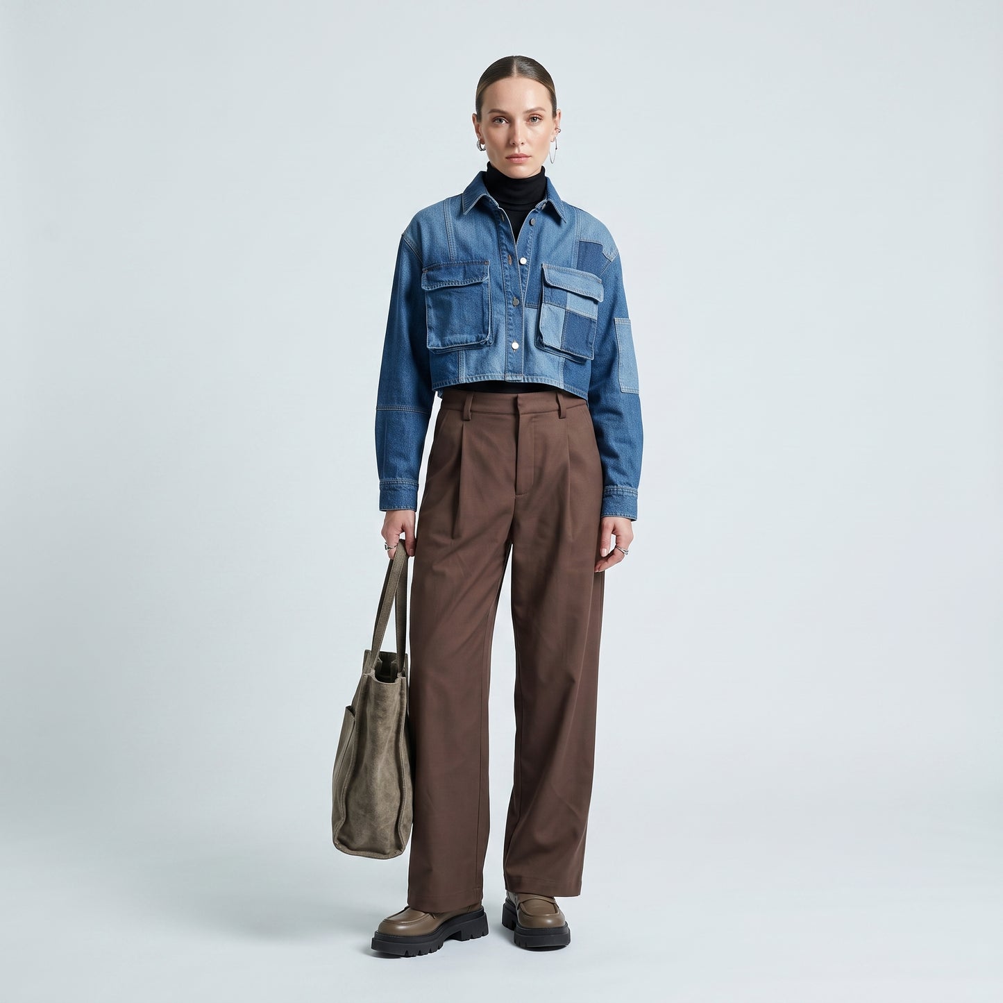 Tailored Brown Pleated Trousers