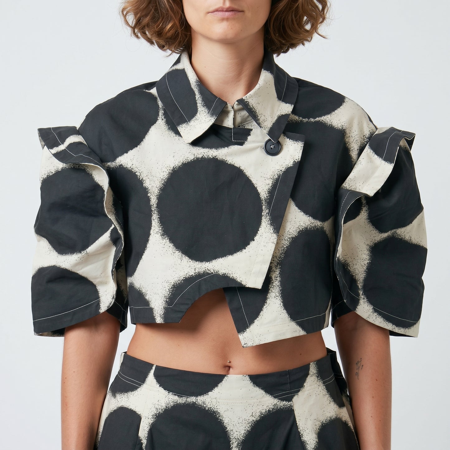 Abstract Polka Dot Cropped Jacket