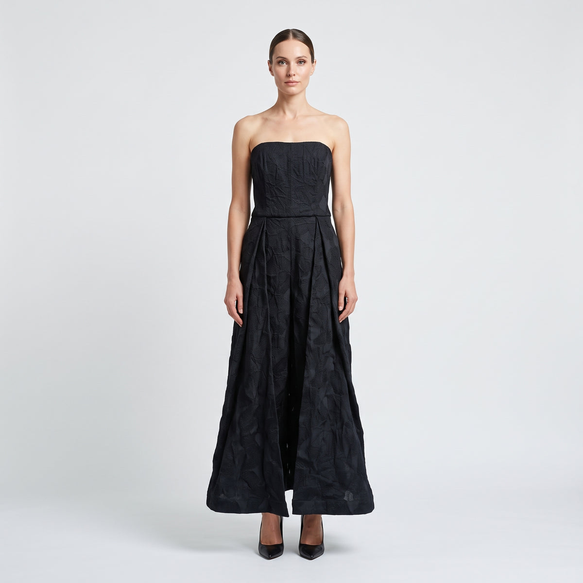 Structured Strapless Black Jumpsuit