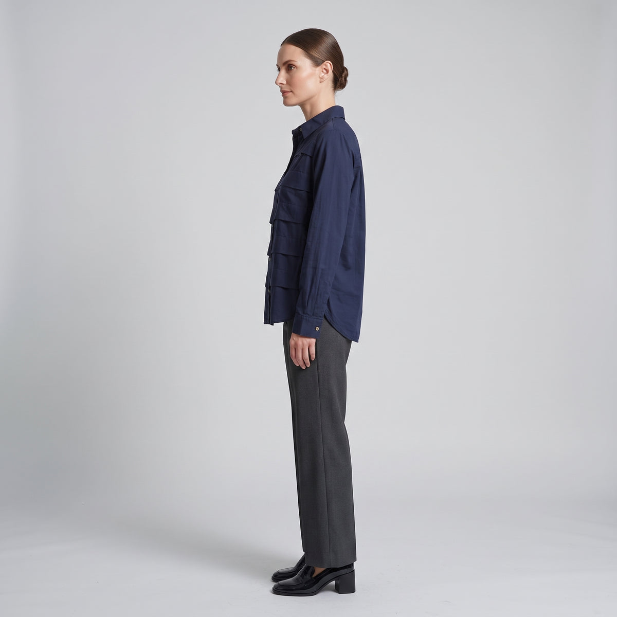 Layered Navy Button-Down Shirt