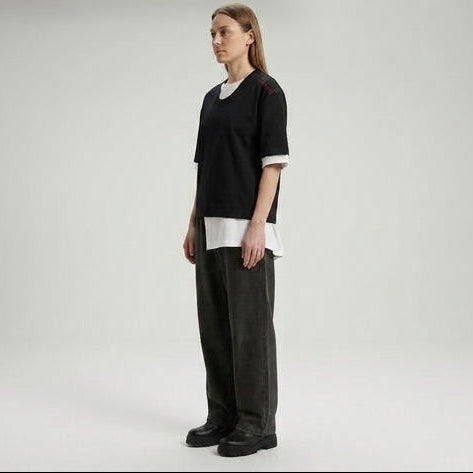Layered Hem Contrast T-Shirt