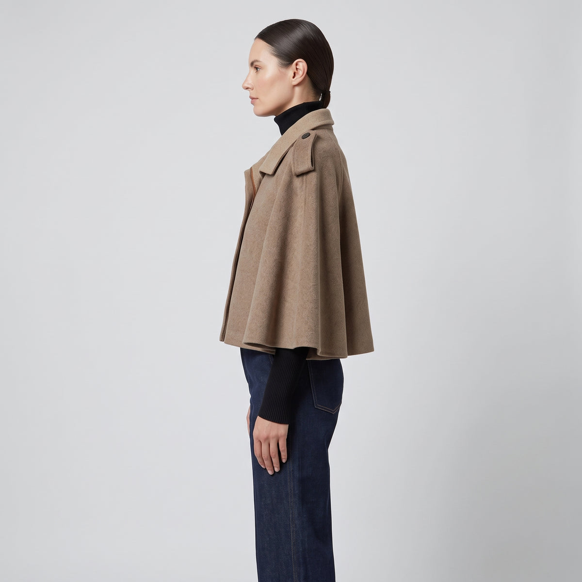 Tailored Wool Blend Cape Jacket