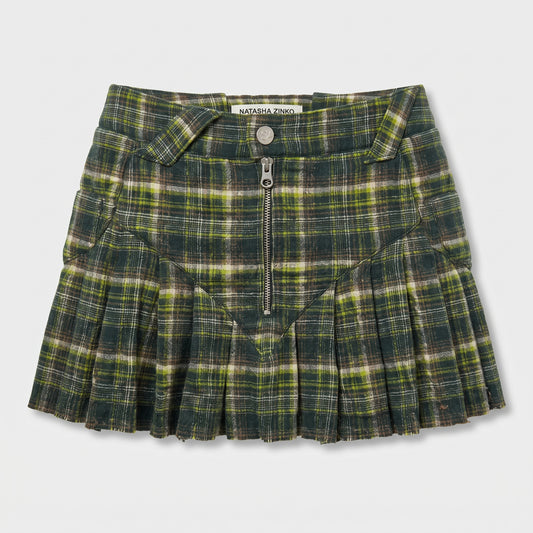 Plaid Pleated Mini Skirt