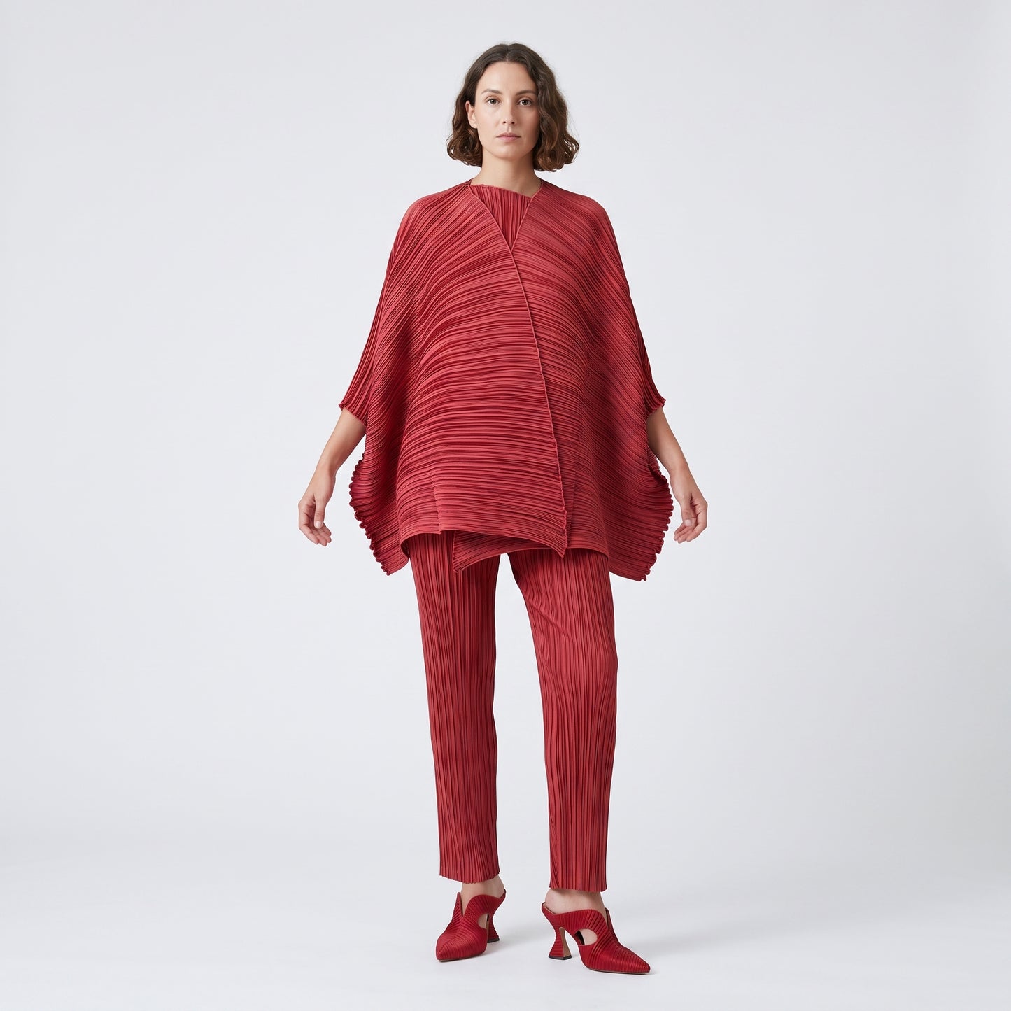 Pleated Deep Red Wrap Top