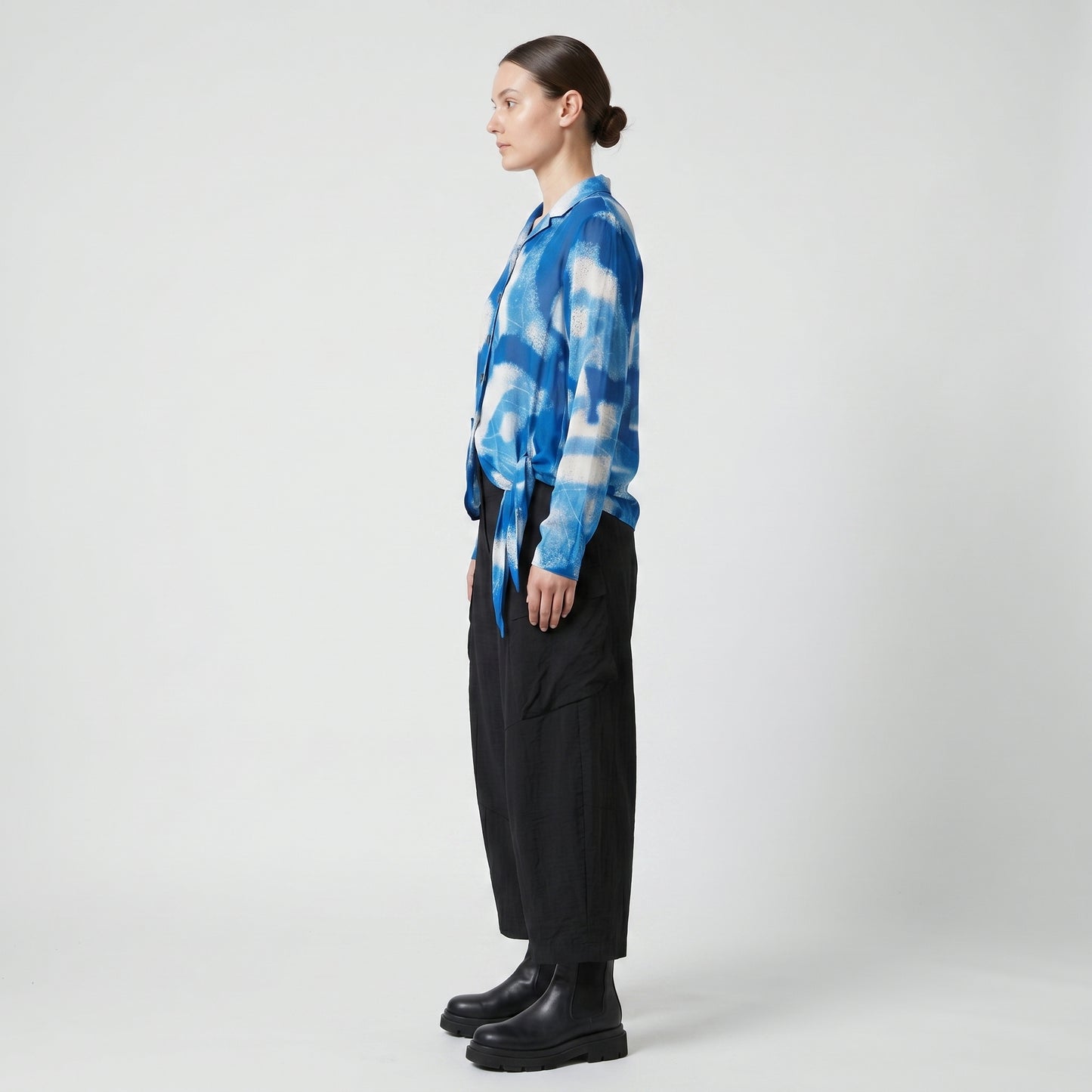 Abstract Tie-Hem Printed Jacket