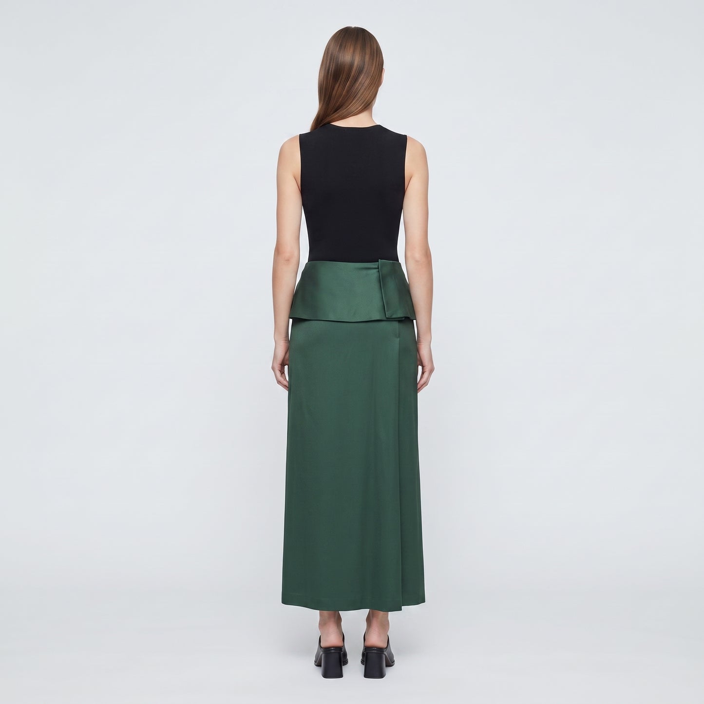 Emerald Ruffled Silk Midi Skirt