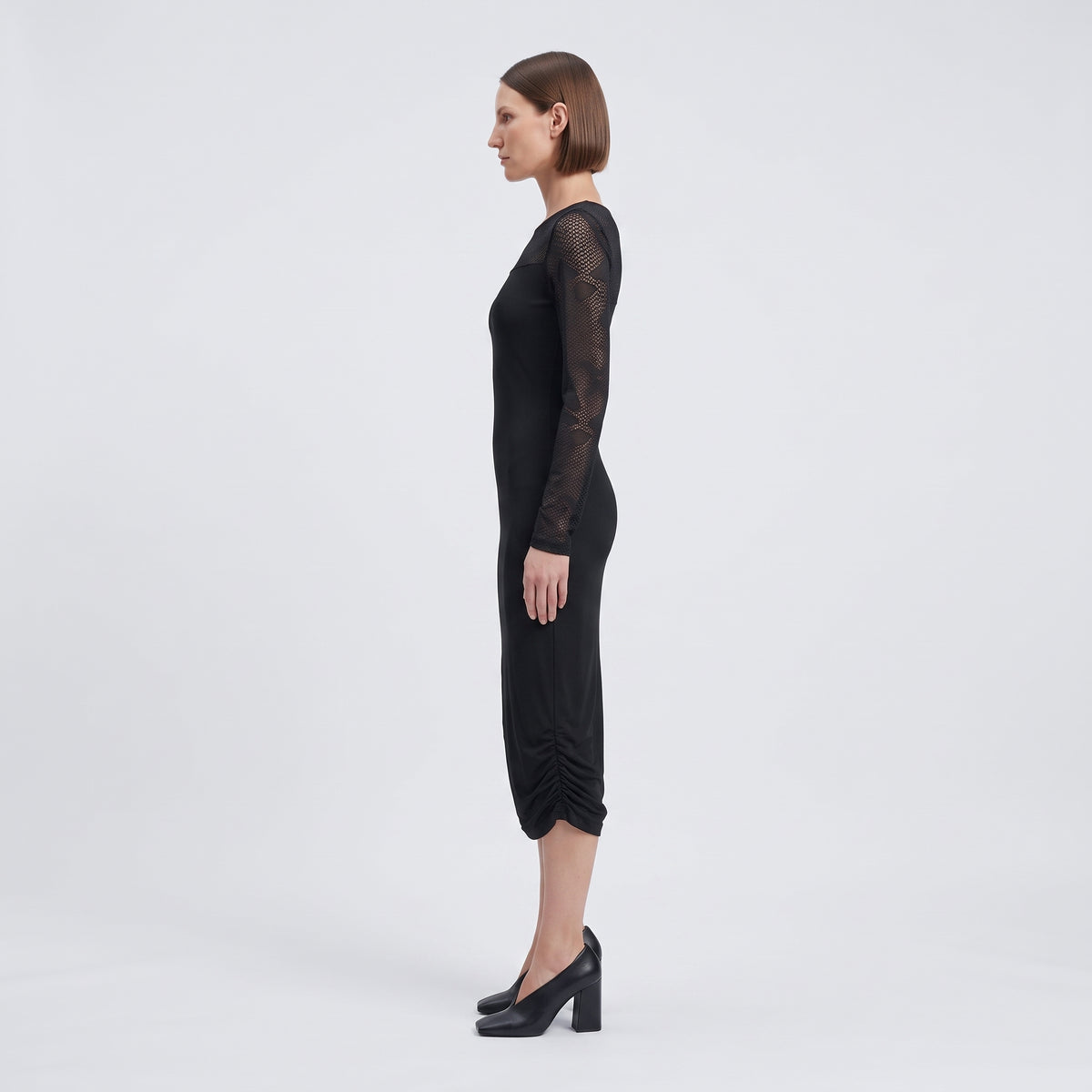 Elegant Lace Detail Black Dress
