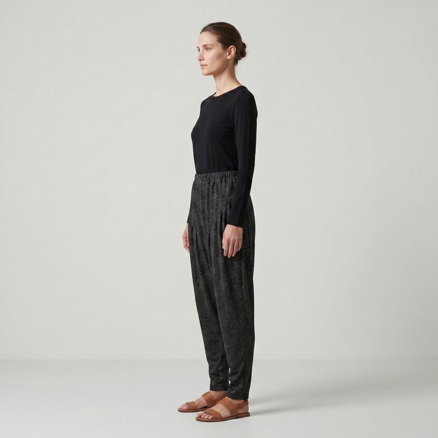 Shimmering Metallic Pleated Trousers