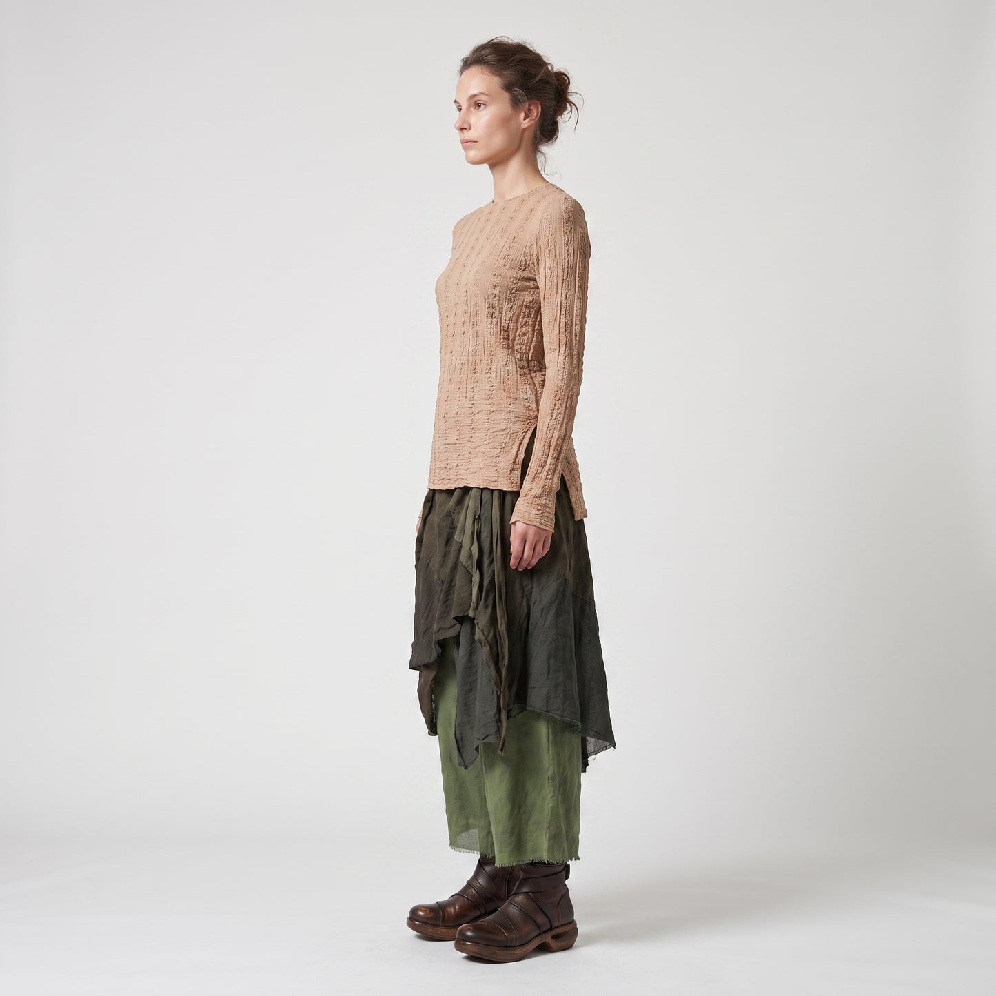 Textured Long Sleeve Crewneck Top