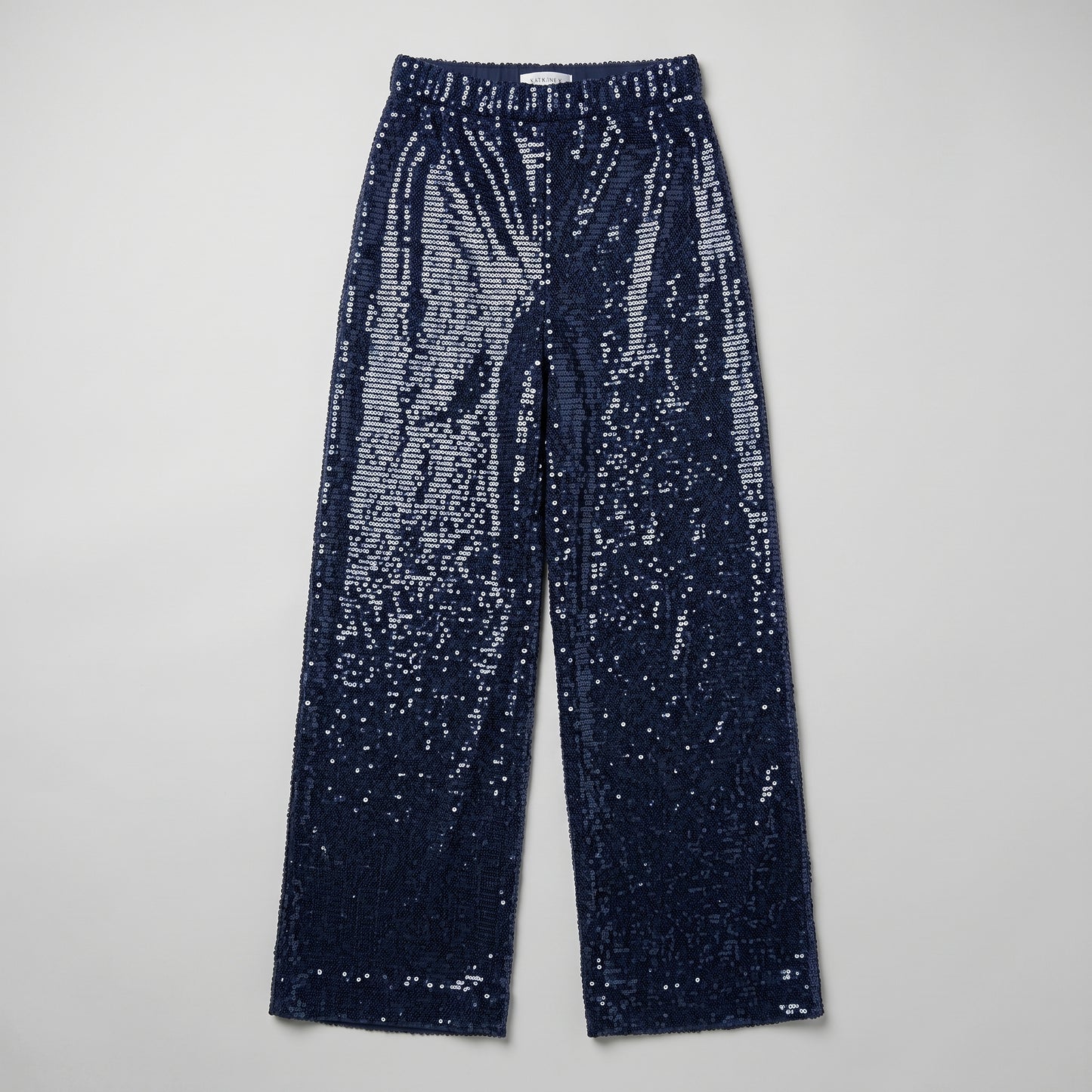 Navy Sequined Wide Leg Trousers