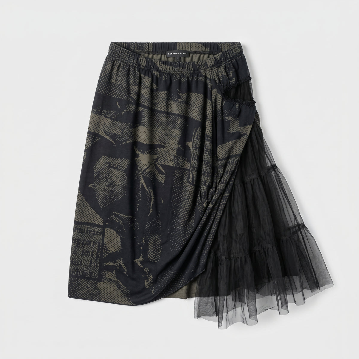 Graphic Print Tulle Layered Skirt