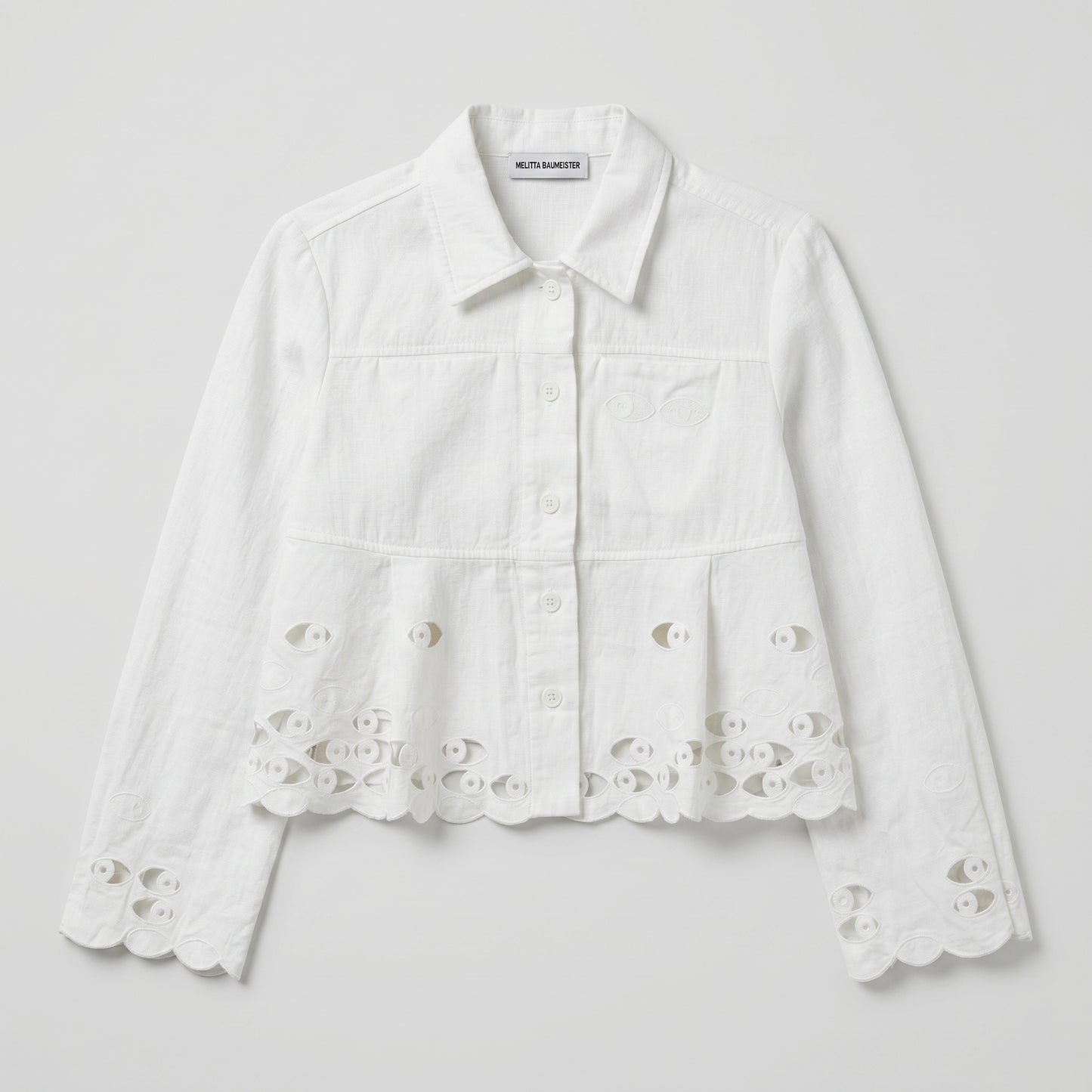 Embroidered Cutout Cropped Jacket