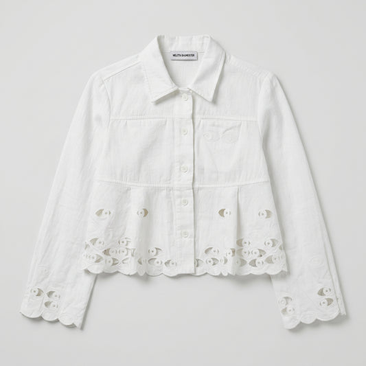 Embroidered Cutout Cropped Jacket
