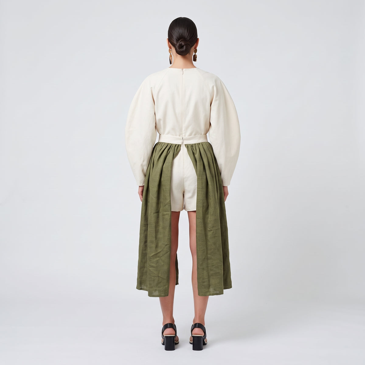 Dual Tone Pleated Culotte Shorts