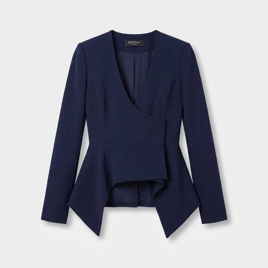 Classic Navy Peplum Tailored Jacket