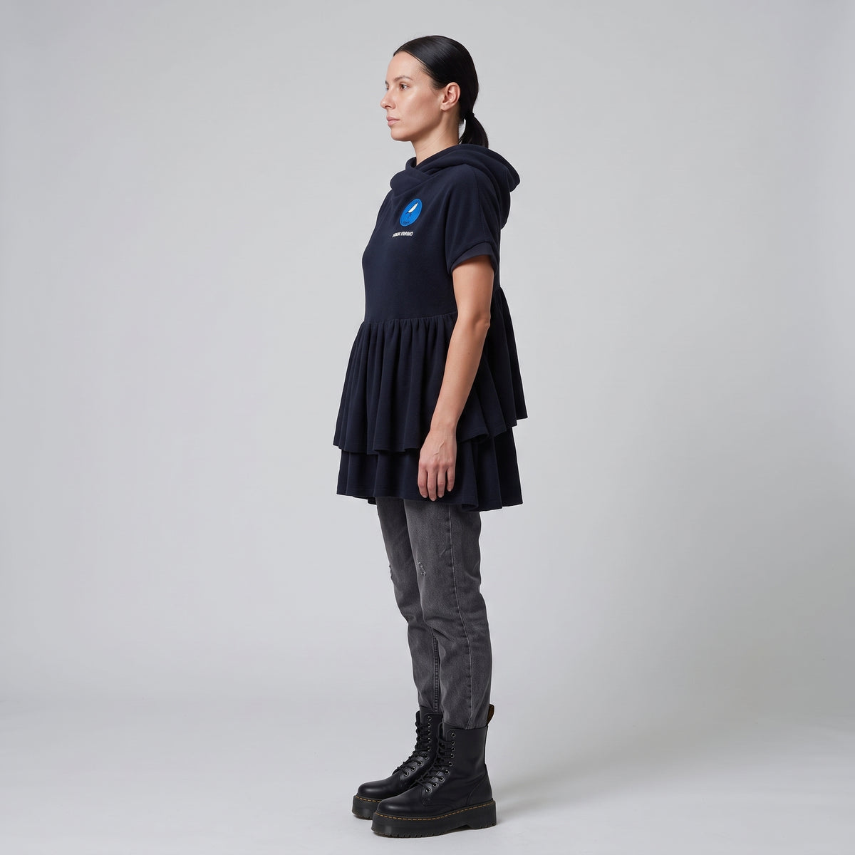 Tiered Hooded Graphic Top