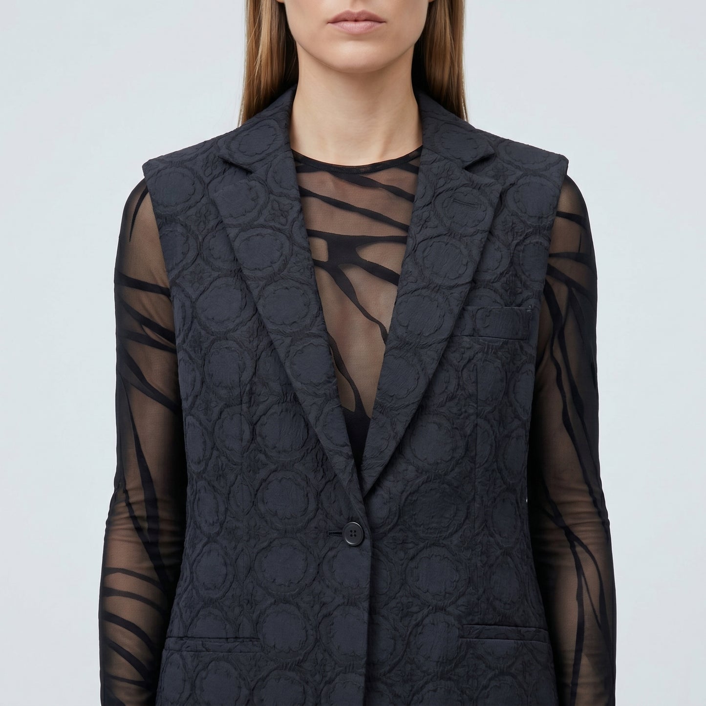 Structured Textured Black Vest