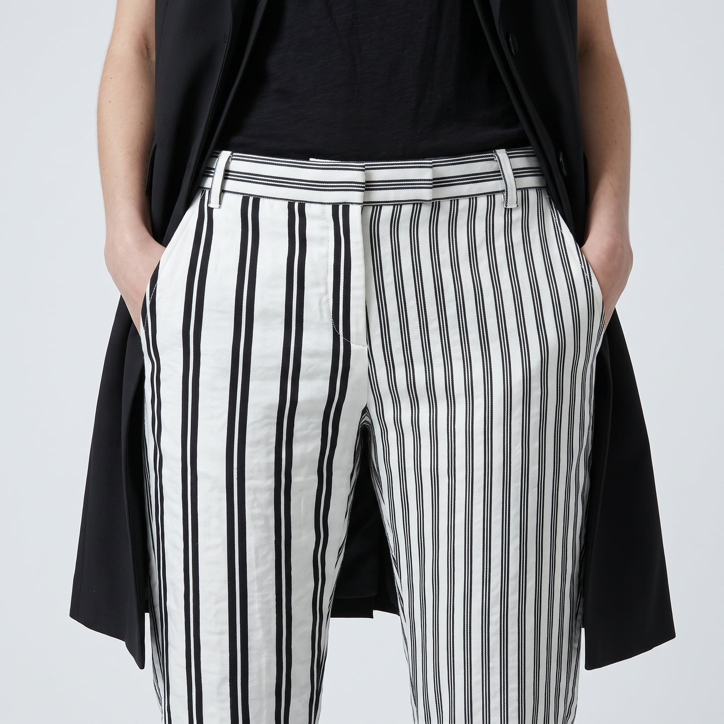 Asymmetric Striped Tailored Trousers