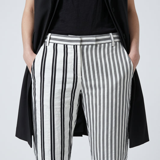Asymmetric Striped Tailored Trousers