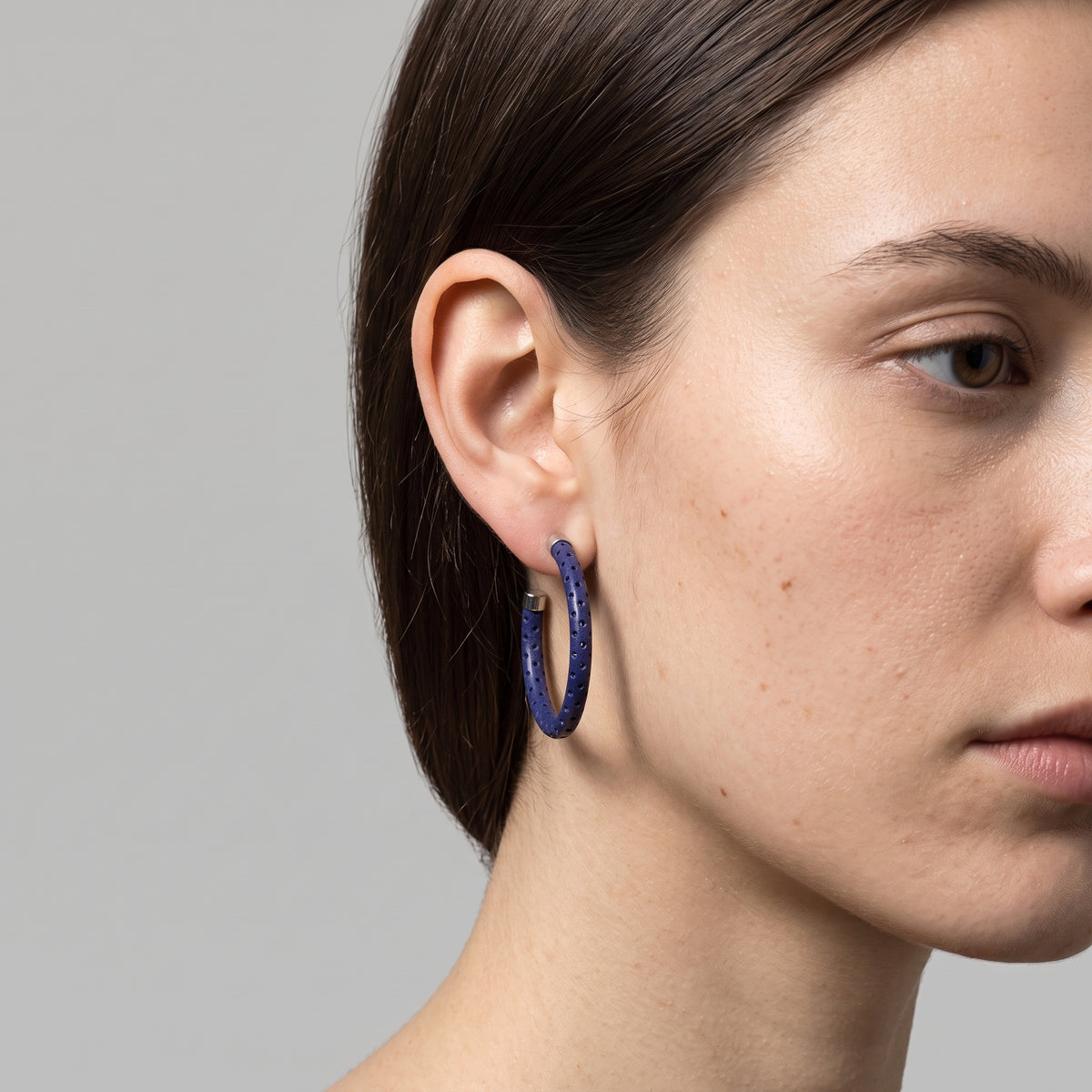 Perforated Violet Hoop Earrings