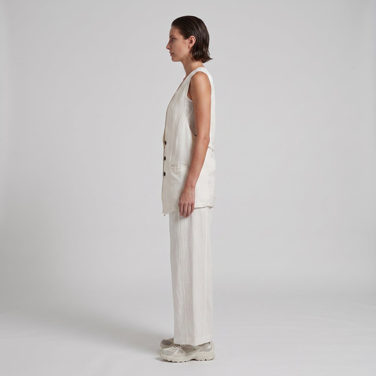 Tailored Cream Linen Vest
