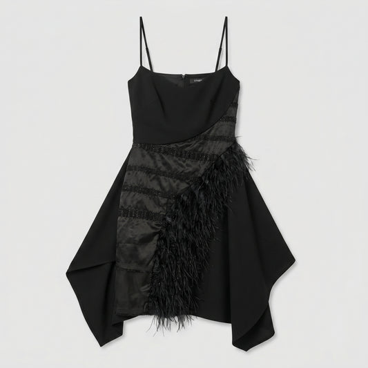 Embellished Feather Cocktail Dress