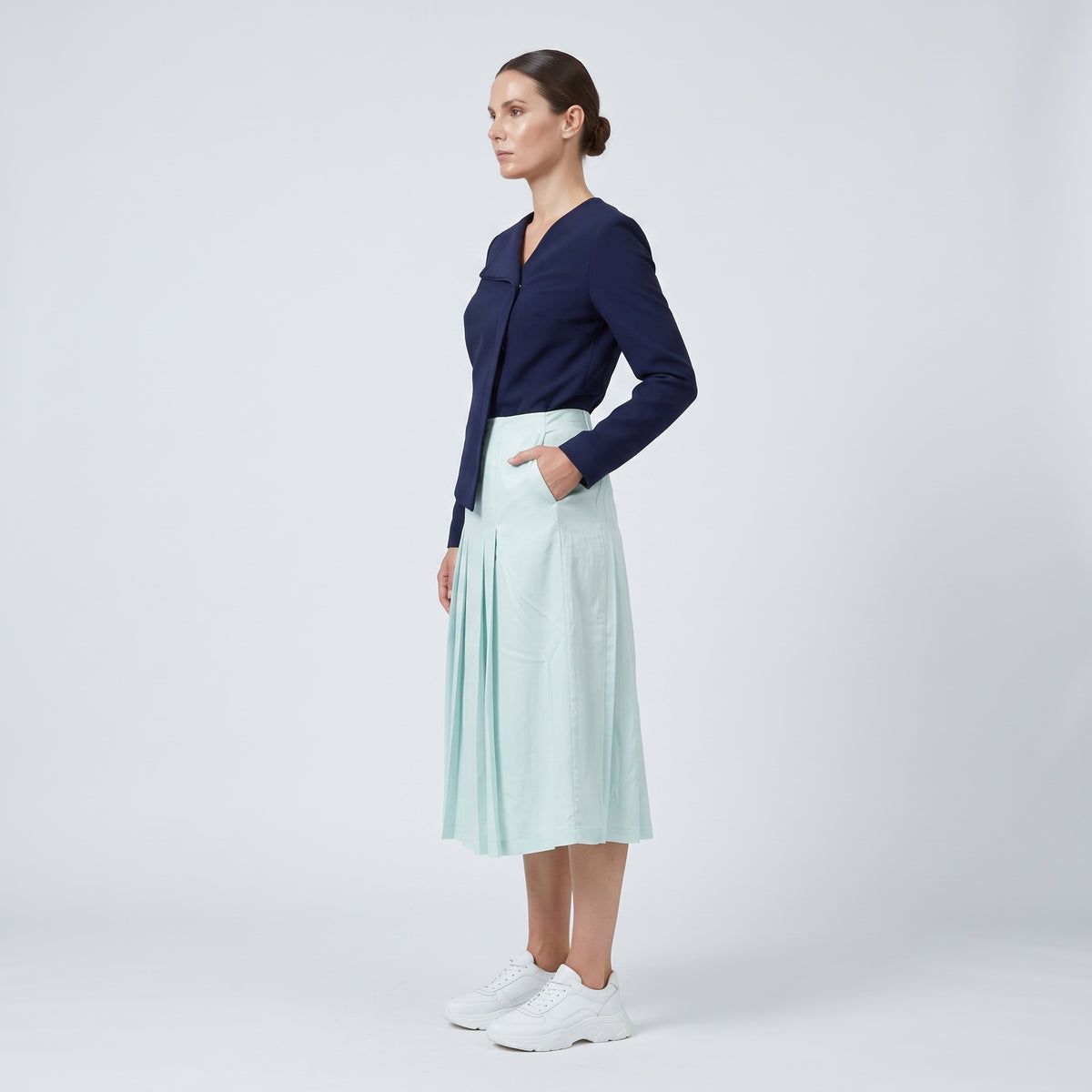 Pleated High-Waisted Pastel Skirt