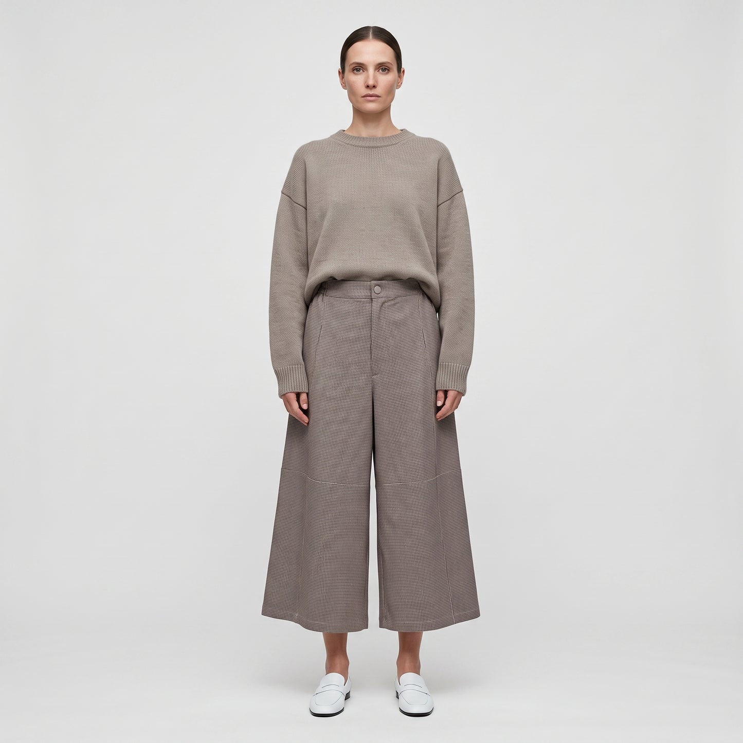 Tailored Houndstooth Culotte Trousers