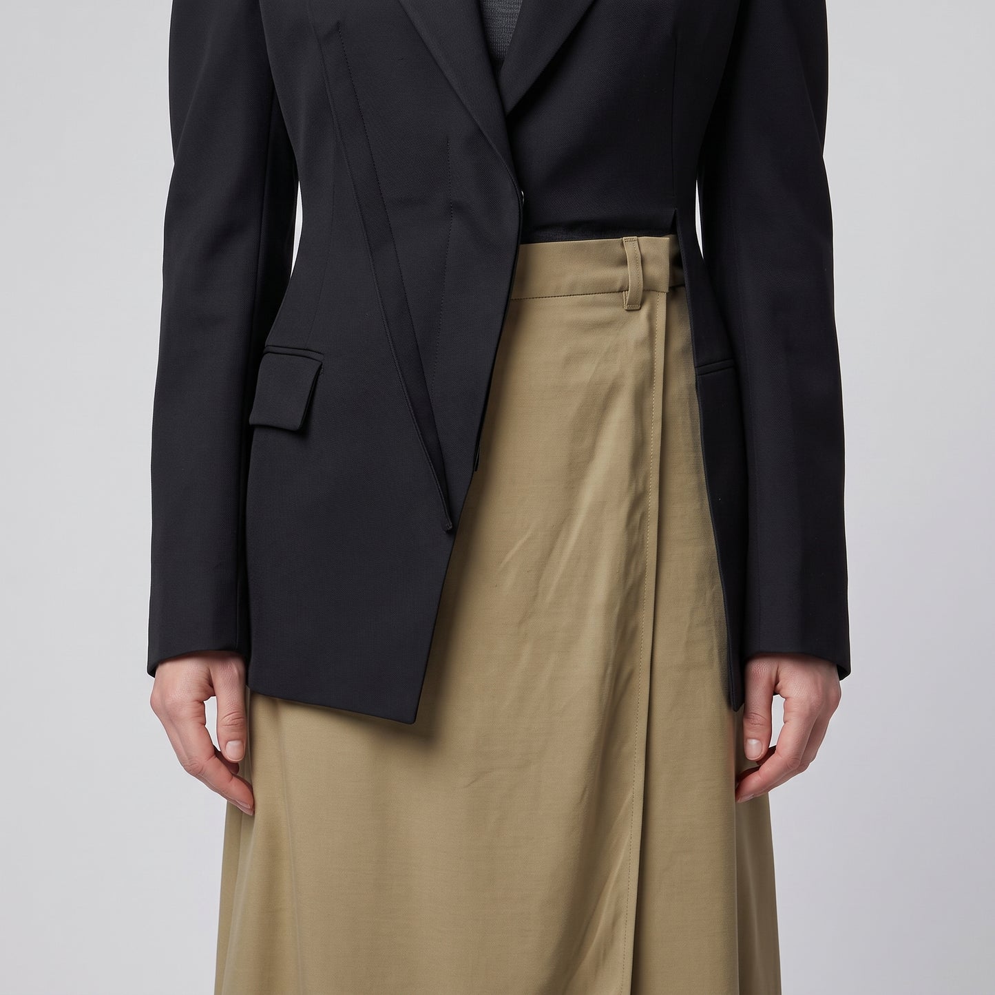 Olive Wrap Midi Skirt