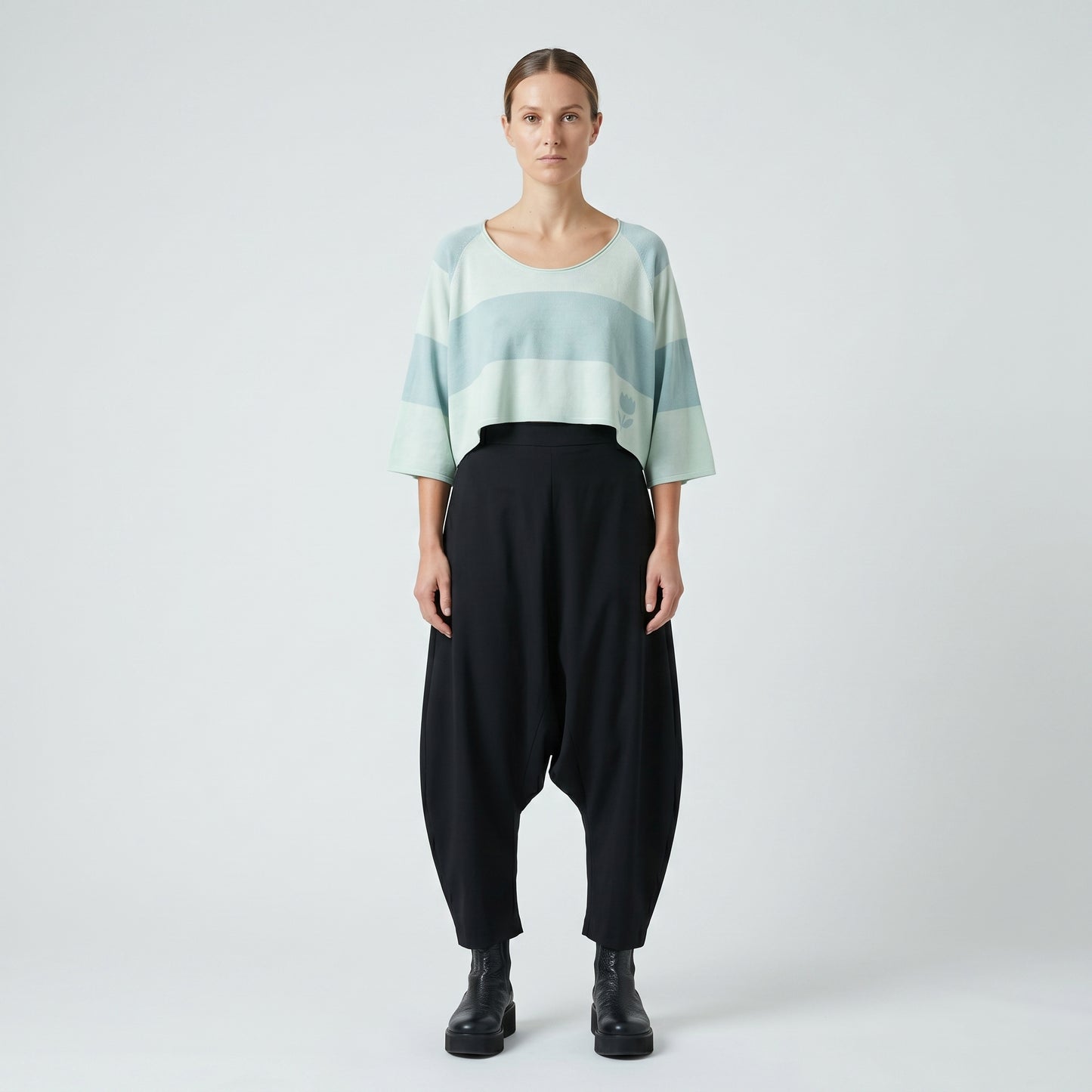 Striped Cropped Knit Sweater