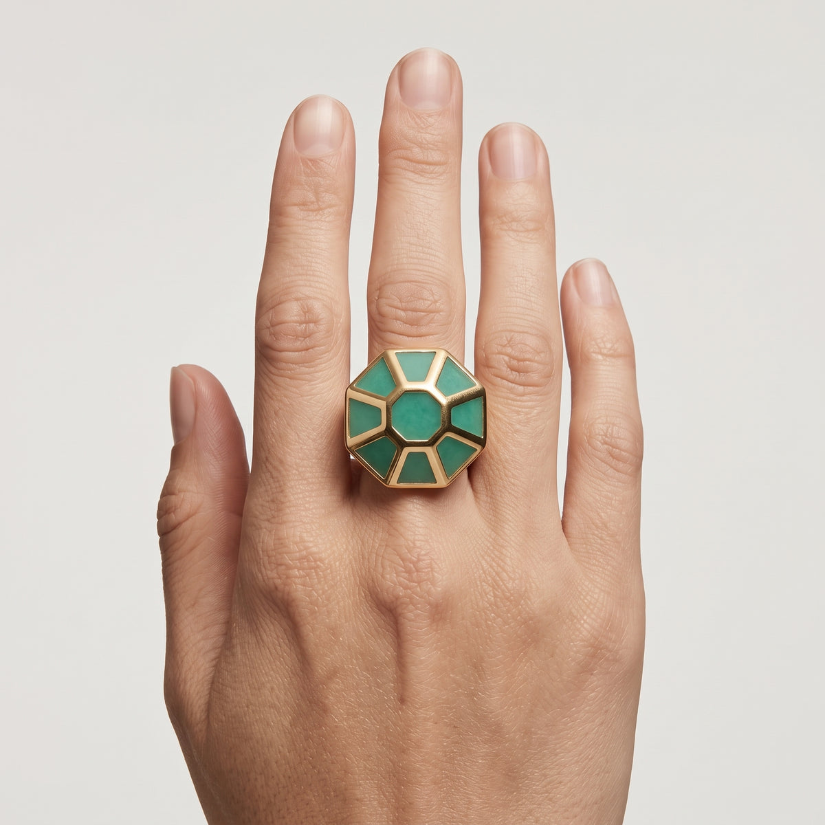 Geometric Enamel Gold Statement Ring