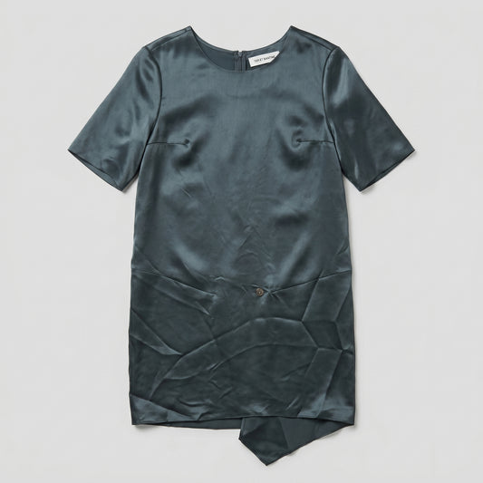Teal Satin Asymmetric Dress