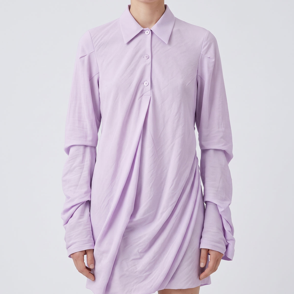 Lavender Ruched Pleated Shirt