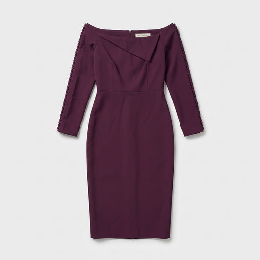 Off-Shoulder Plum Midi Dress