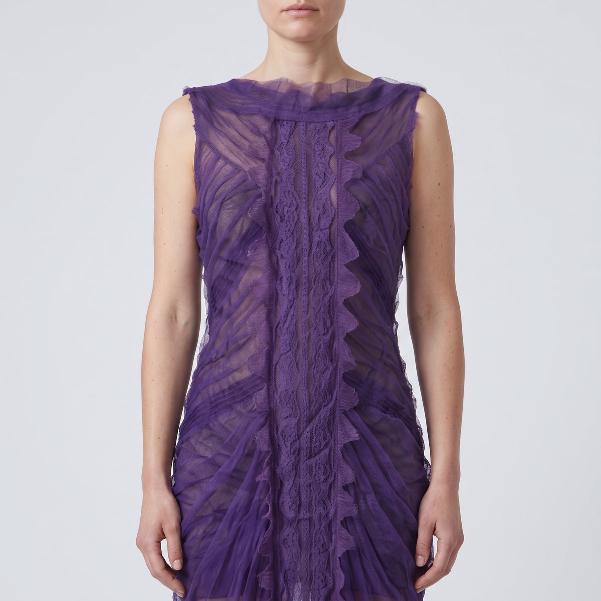Ethereal Ruffled Purple Tulle Dress