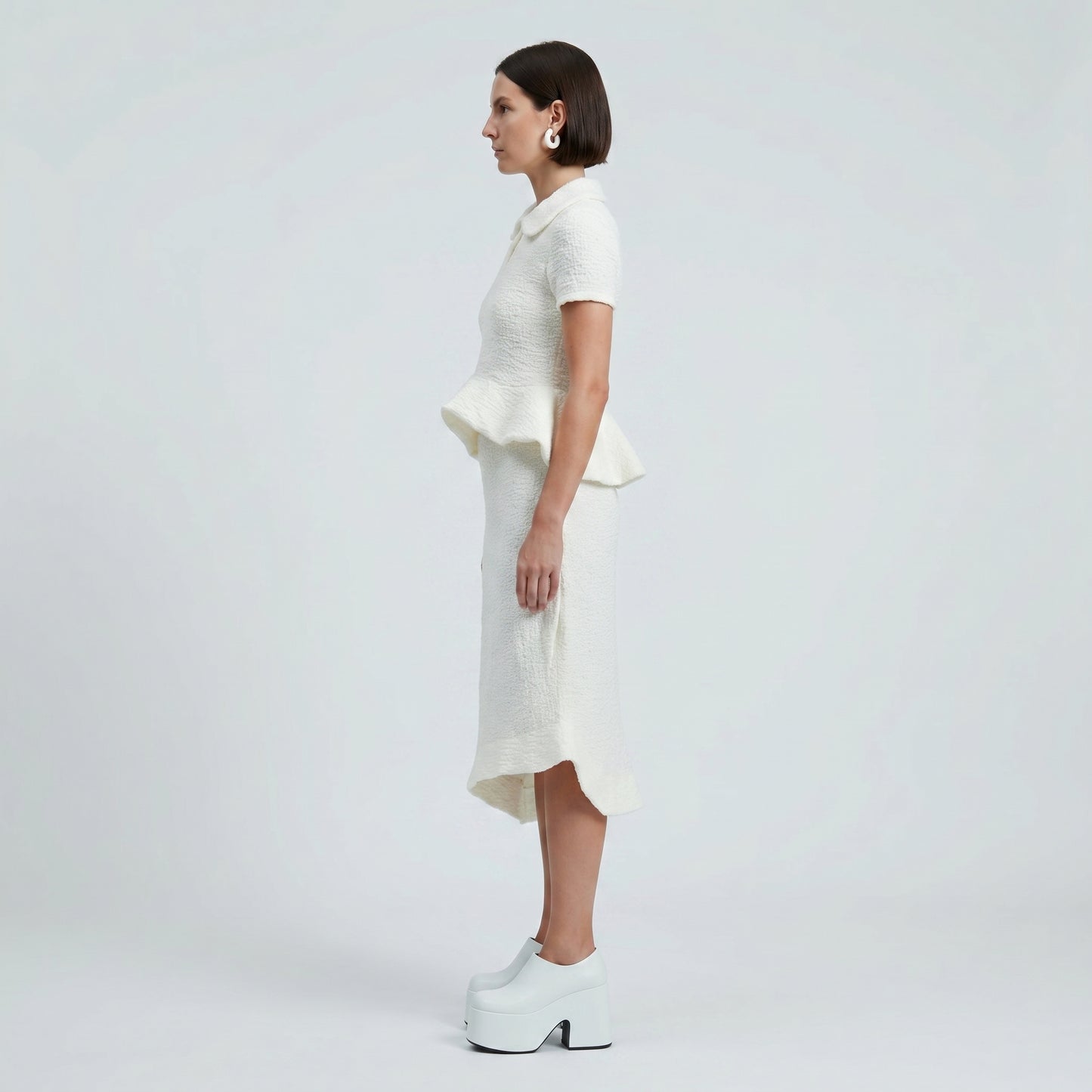 Asymmetric Textured Midi Skirt