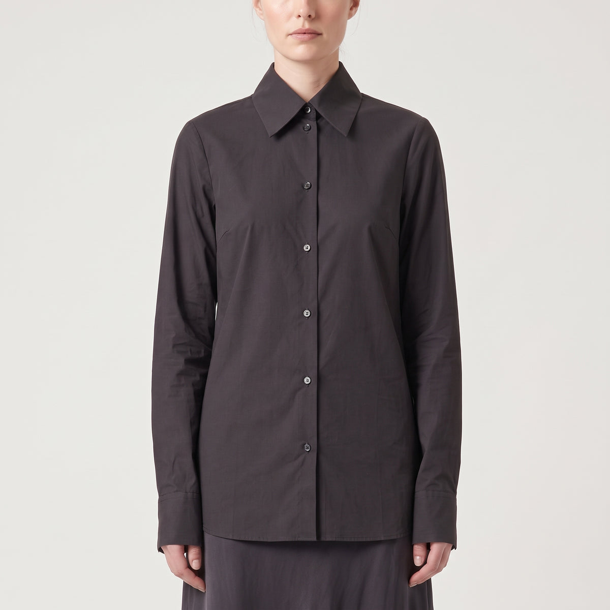 Asymmetric Hem Tailored Black Shirt